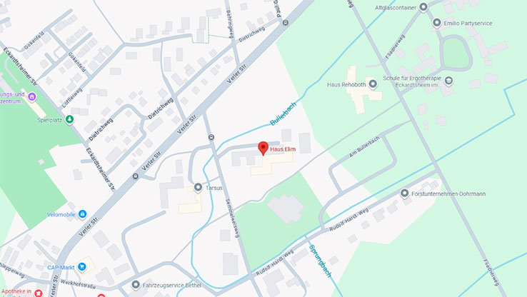 zu Google Maps Karte der Lage des Pflegezentrums Haus Elim